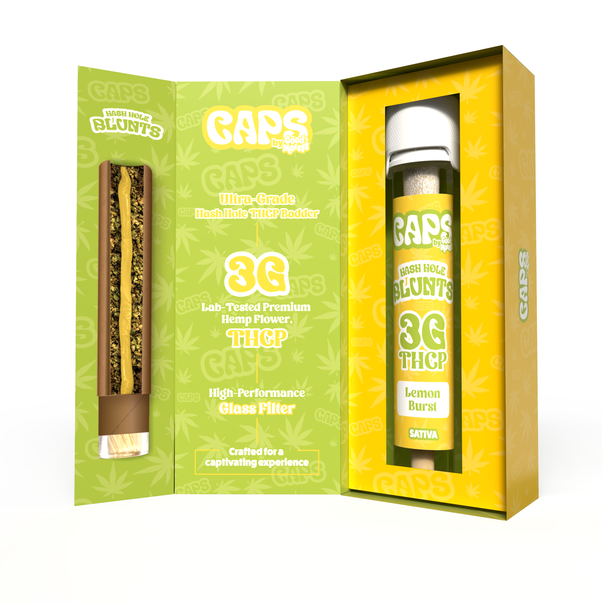 CAPS 3G Hash Hole THCP BADDER Blunts – Lemon Burst