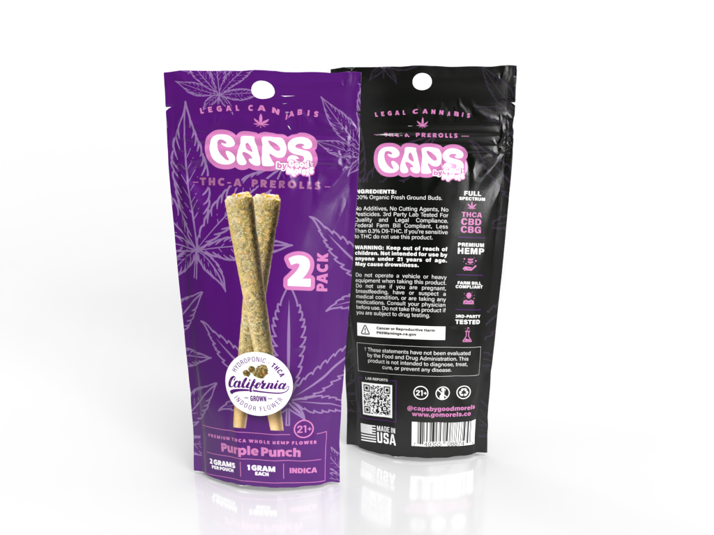 CAPS 2 Pack THC-A Prerolls 2g Total – Purple Punch Indica