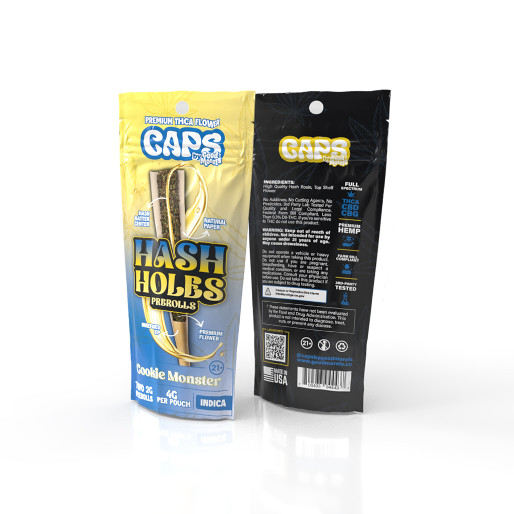 CAPS 2 Pack Hash Holes Prerolls 4g Total – Cookie Monster