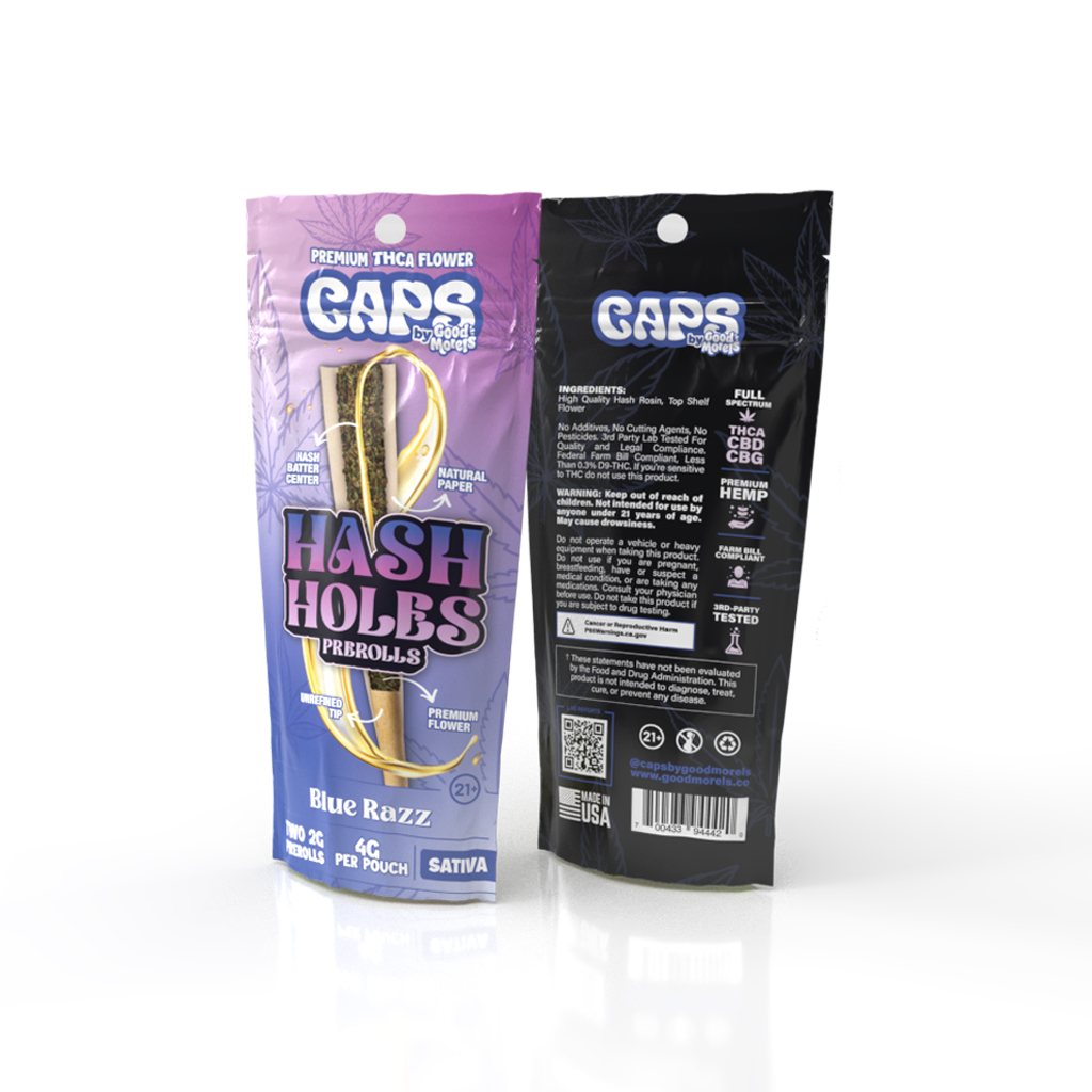 CAPS 2 Pack Hash Holes Prerolls 4g Total – BlueRazz